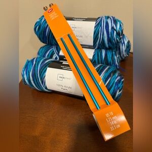 Mainstays Multicolor Acrylic Yarn (4) with Knitting Needles